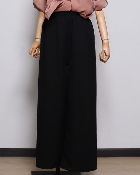 Seluar Muslimah Cotton Linen Palazzo in Black