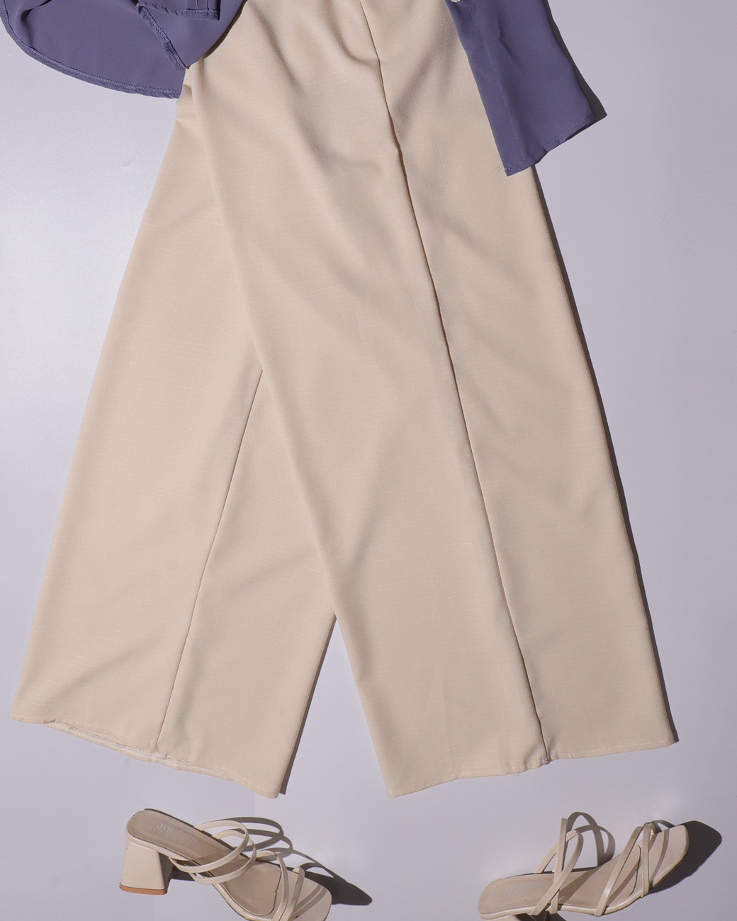 Seluar Muslimah Cotton Linen Palazzo in Cream