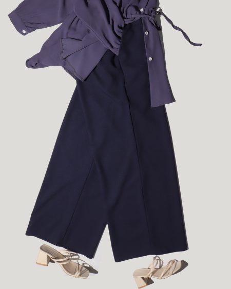 Seluar Muslimah Cotton Linen Palazzo in Navy Blue