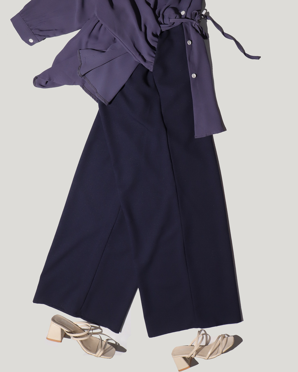 Seluar Muslimah Cotton Linen Palazzo in Navy Blue