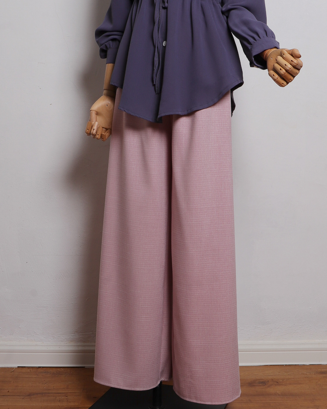 Seluar Muslimah Cotton Linen Palazzo in Pink - Image 2