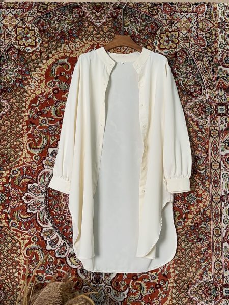 Blouse Labuh Muslimah Laila Long Tops In Lace Cream