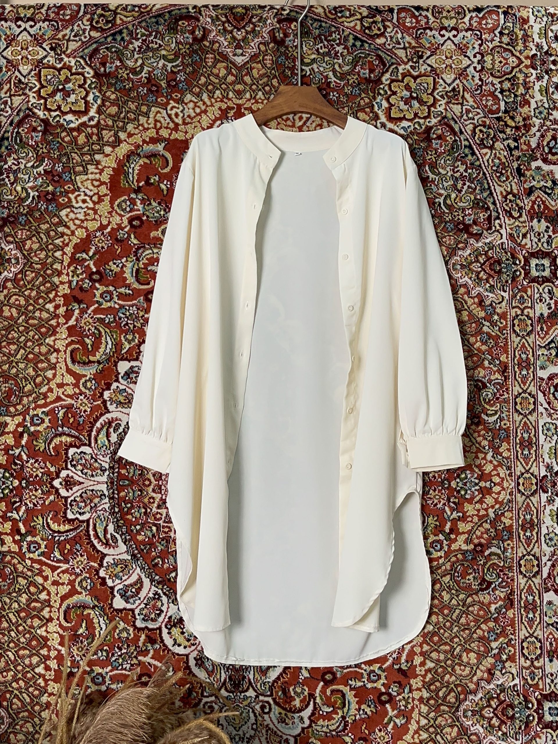 Blouse Labuh Muslimah Laila Long Tops In Lace Cream