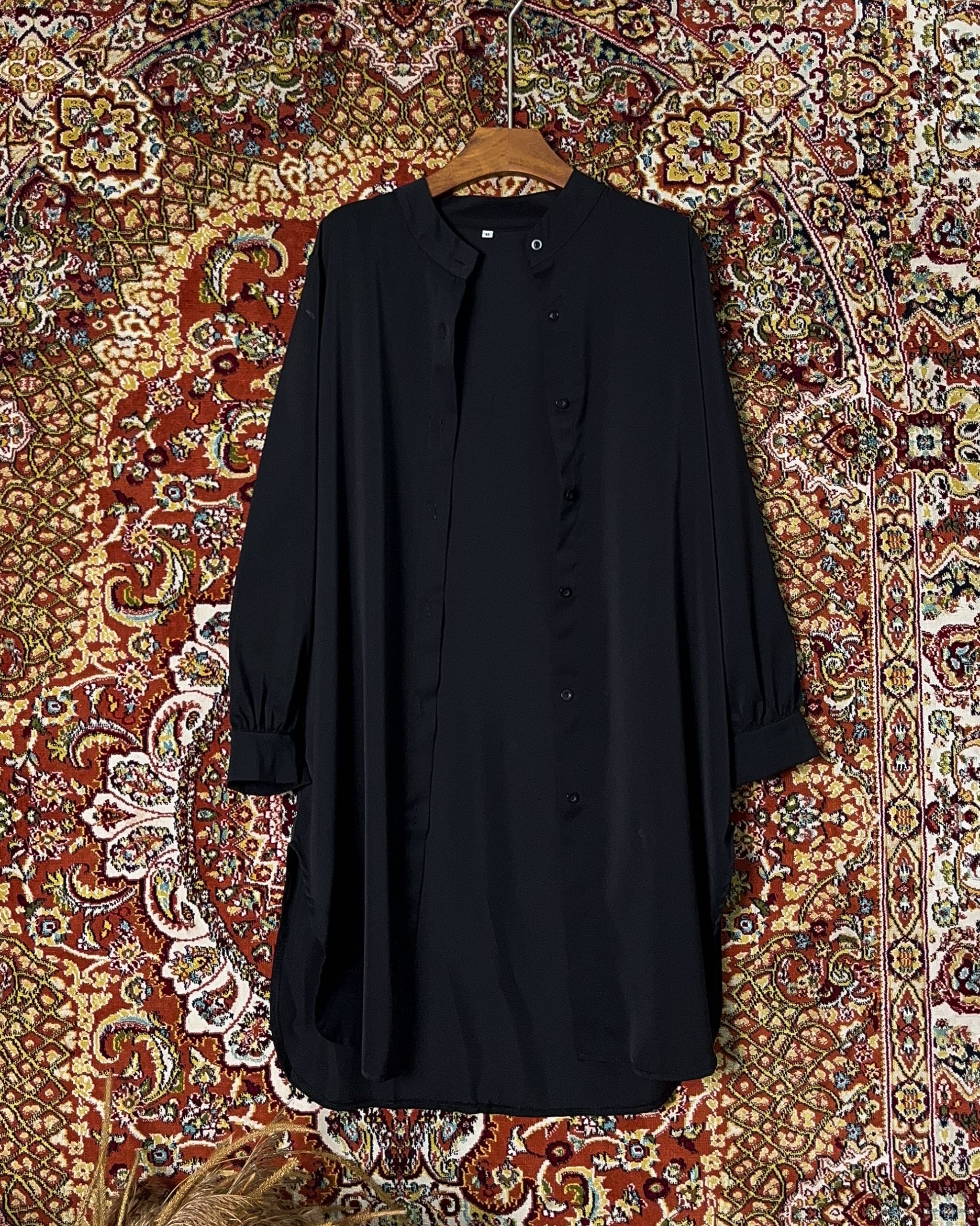 Blouse Labuh Muslimah Laila Long Tops In Black - Image 2