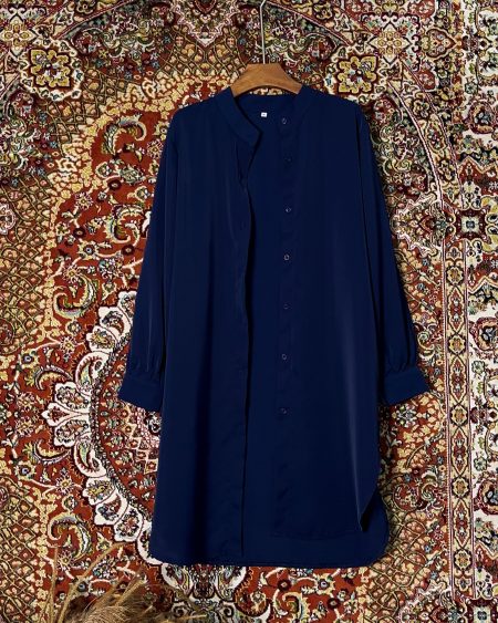 Blouse Labuh Muslimah Laila Long Tops In Navy Blue