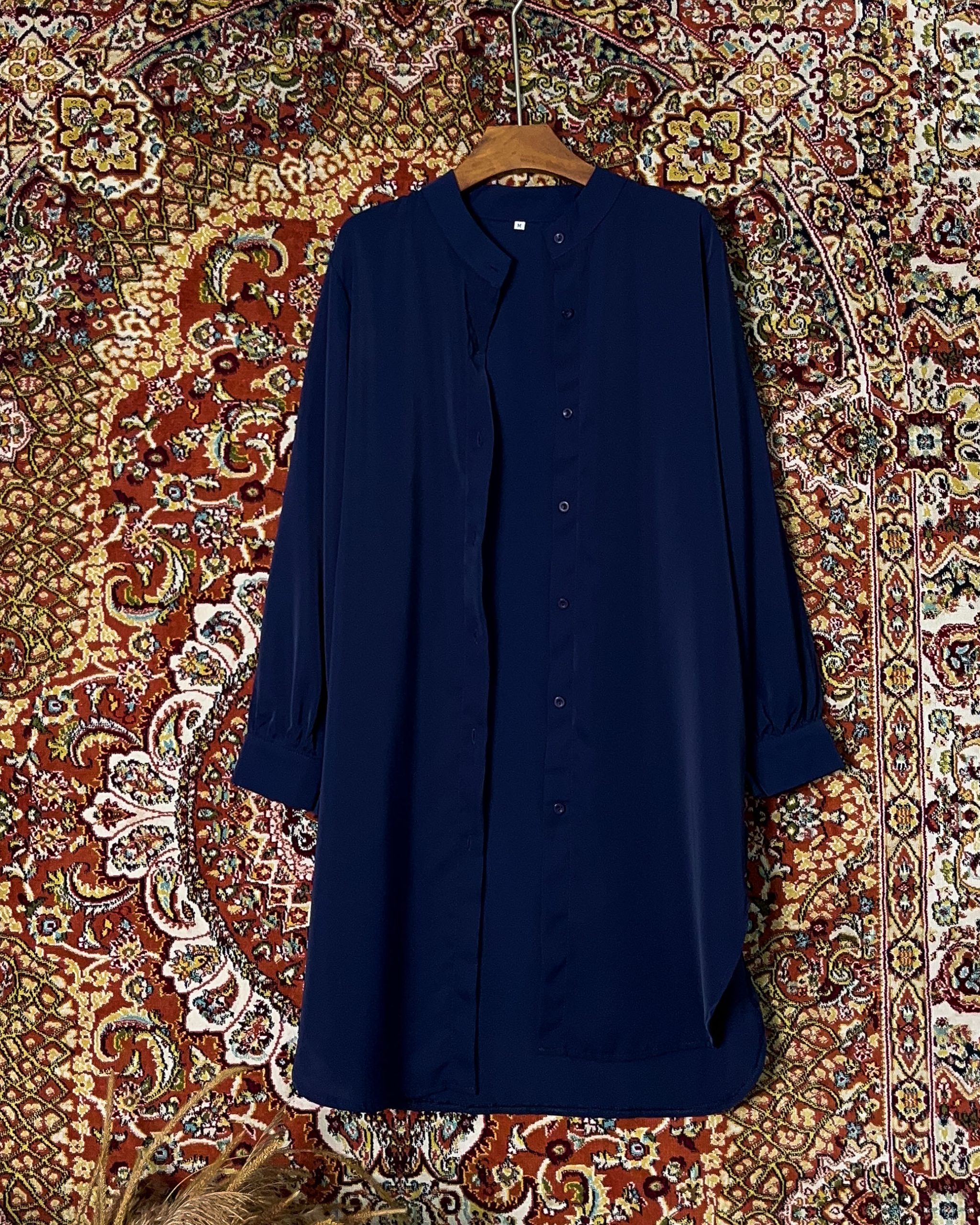 Blouse Labuh Muslimah Laila Long Tops In Navy Blue