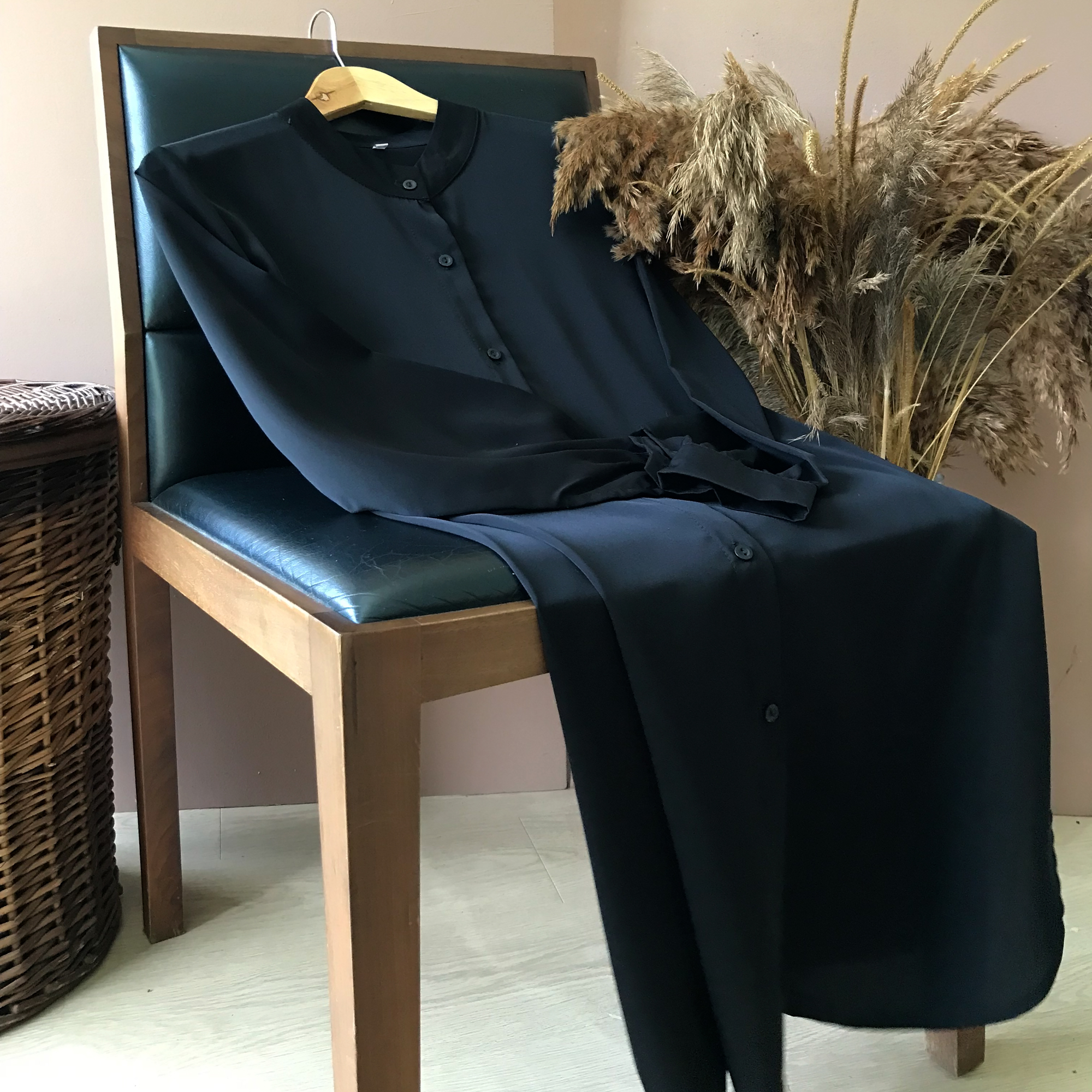 Blouse Labuh Muslimah Laila Long Tops In Black