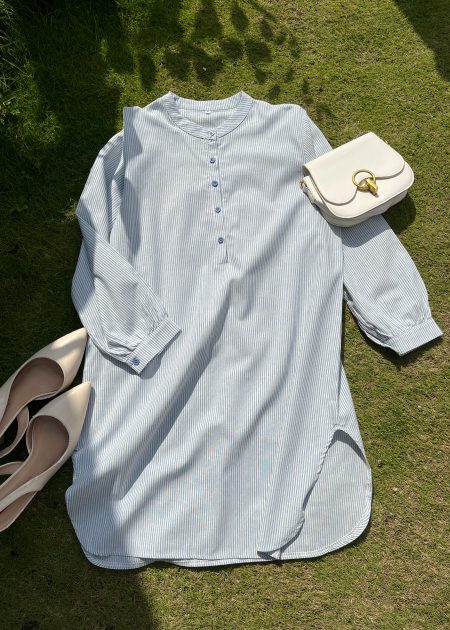 Aurora Stripe Tops in Sky Blue