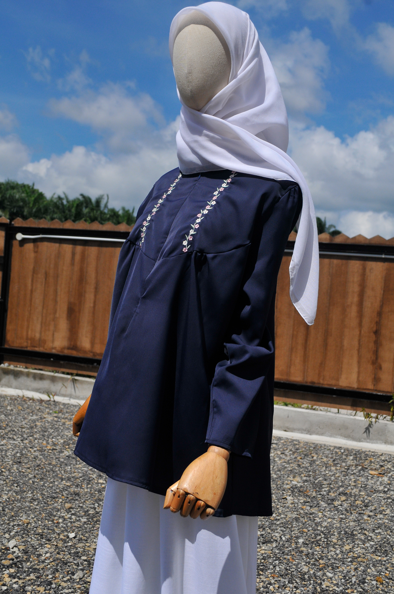 Amani Embroidered Tops in Navy Blue - Image 2