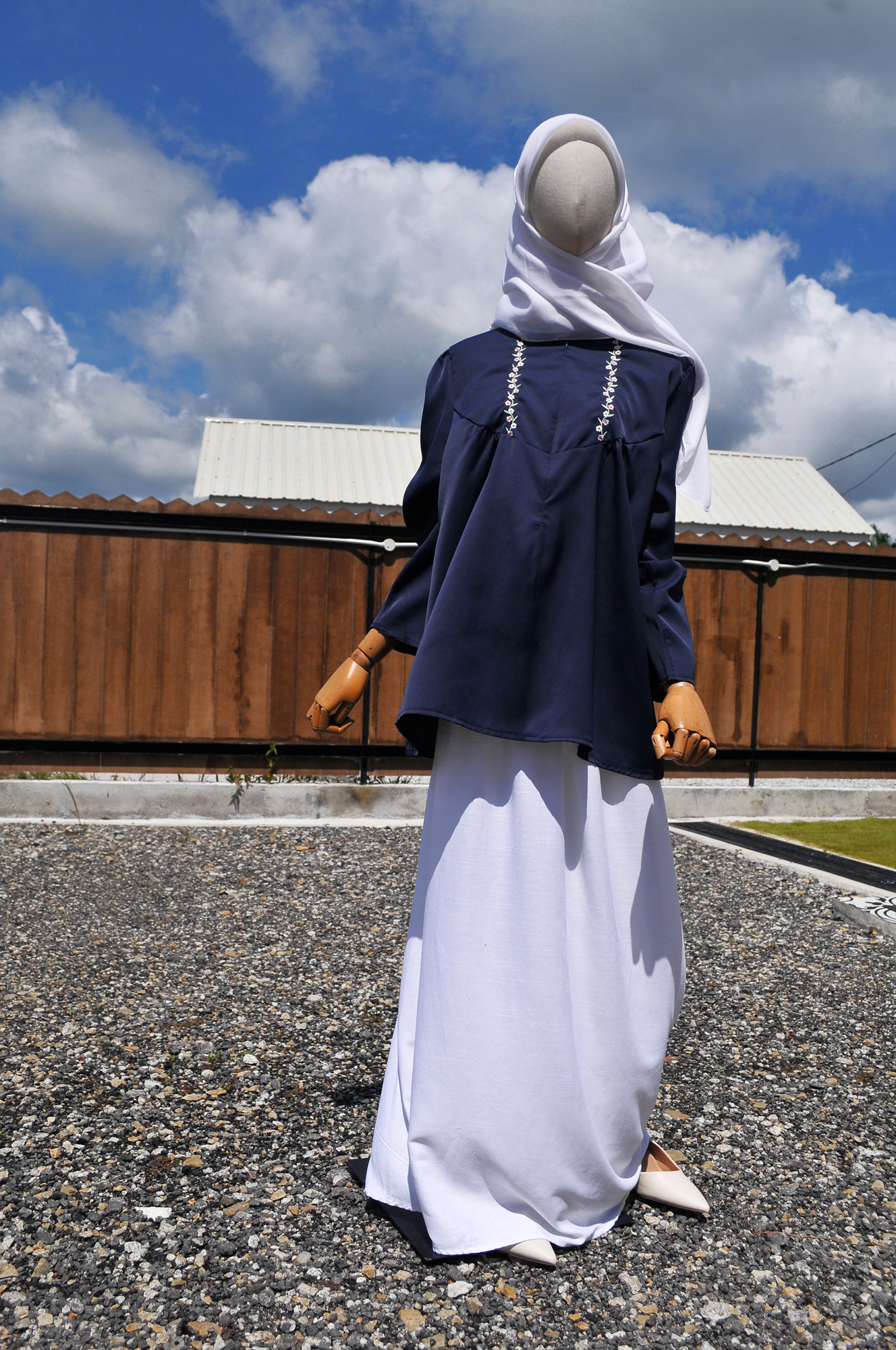 Amani Embroidered Tops in Navy Blue - Image 3