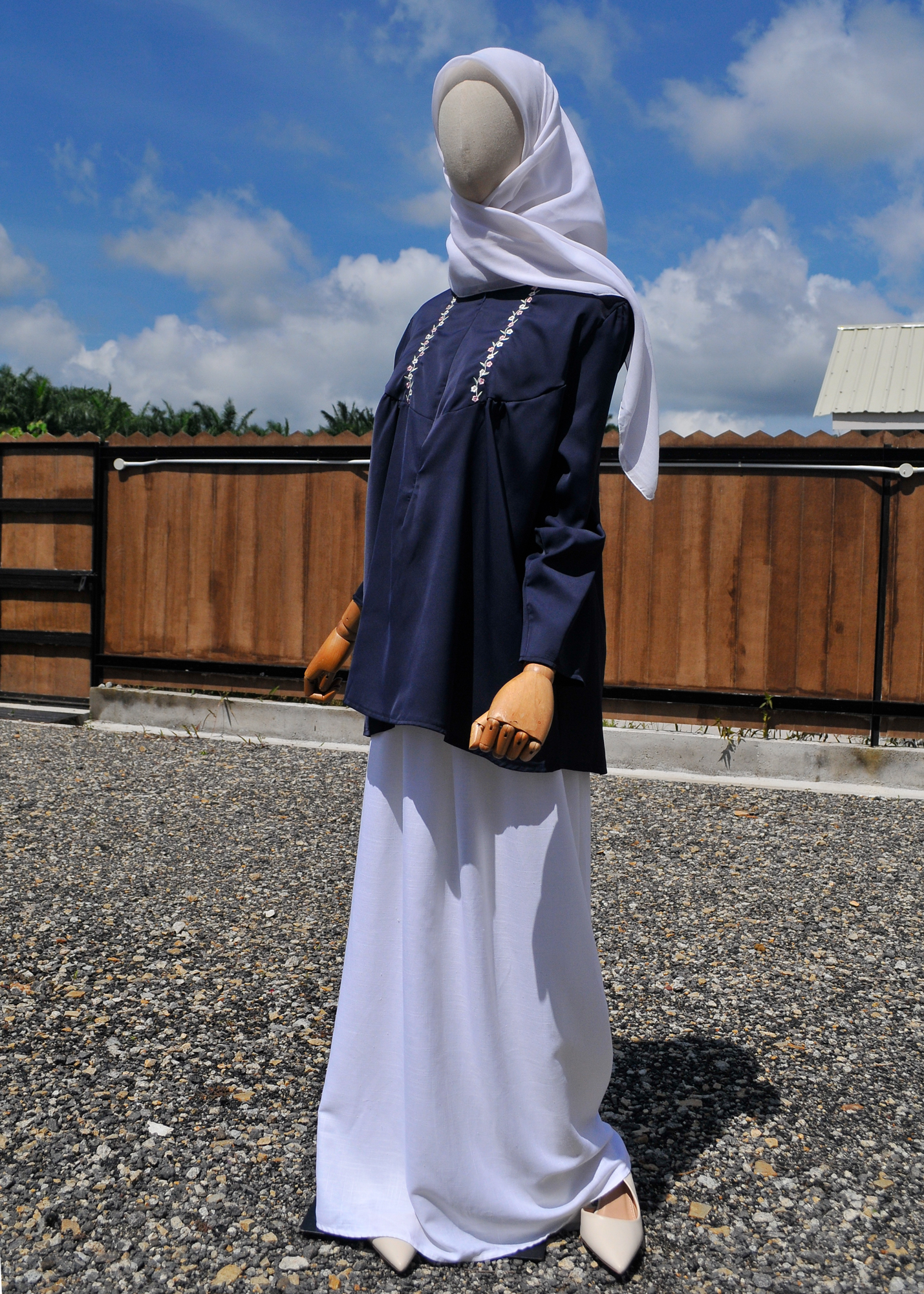 Amani Embroidered Tops in Navy Blue