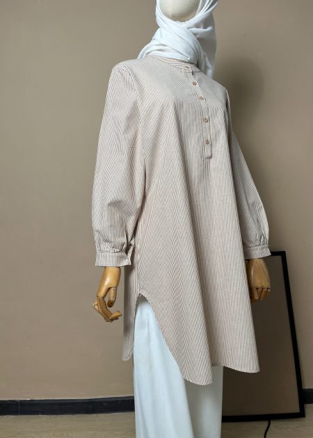 Aurora Stripe Tops in Light Brown
