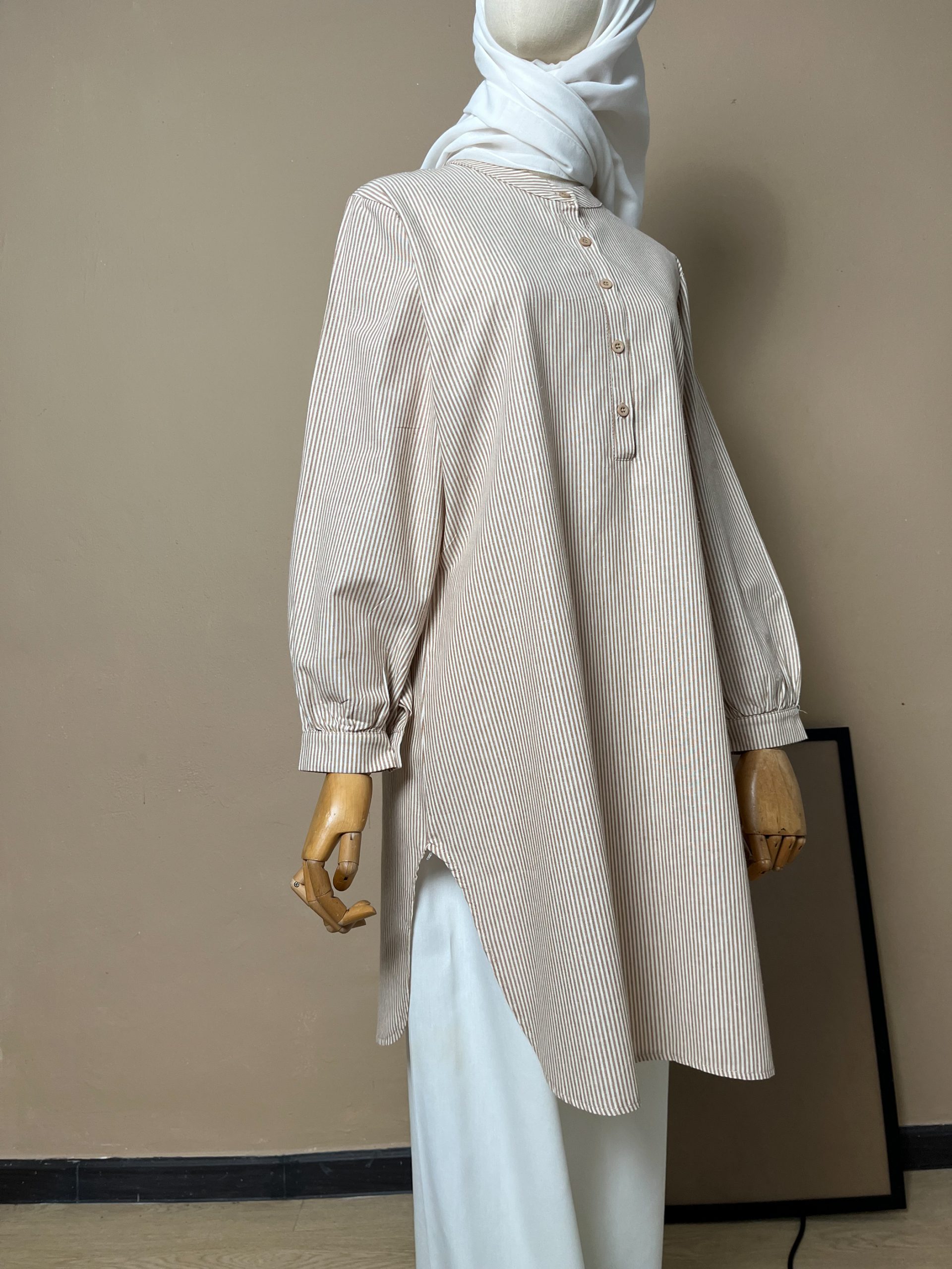 Aurora Stripe Tops in Latte