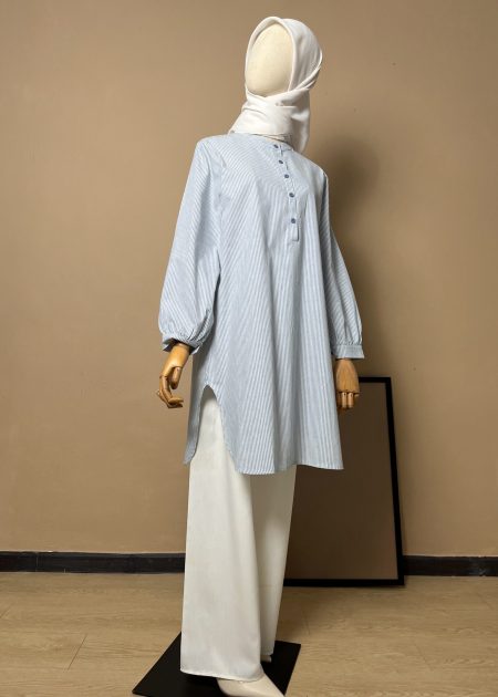 Aurora Stripe Tops in Sky Blue
