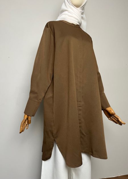 Blouse Labuh Muslimah Dania Long Tops In Dark Brown