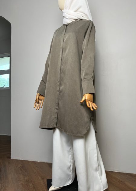 Blouse Labuh Muslimah Dania Long Tops In Olive Green