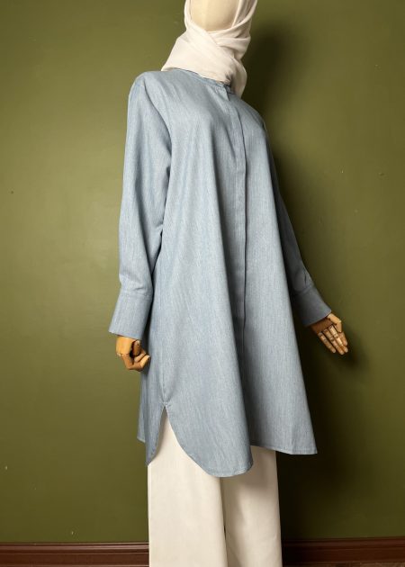 Blouse Labuh Muslimah Dania Long Tops In Sky Blue