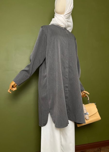 Blouse Labuh Muslimah Dania Long Tops In Dark Grey