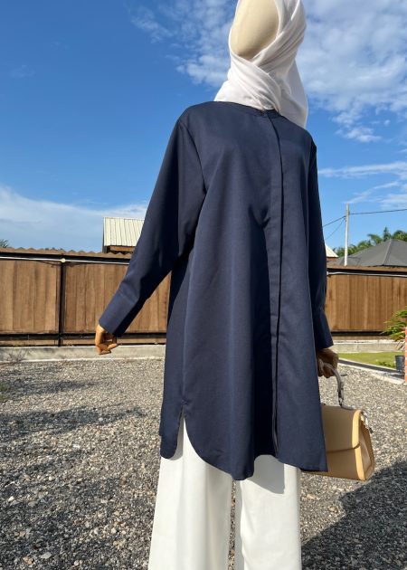 Blouse Labuh Muslimah Dania Long Tops In Navy Blue