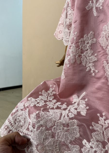 Taffeta Royale Organza Silk embroidery Set(Full lining) In Royal Pink