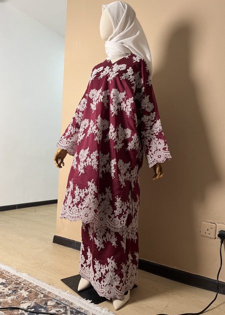 Taffeta Royale Organza Silk embroidery Set(Full lining) In Royal Maroon