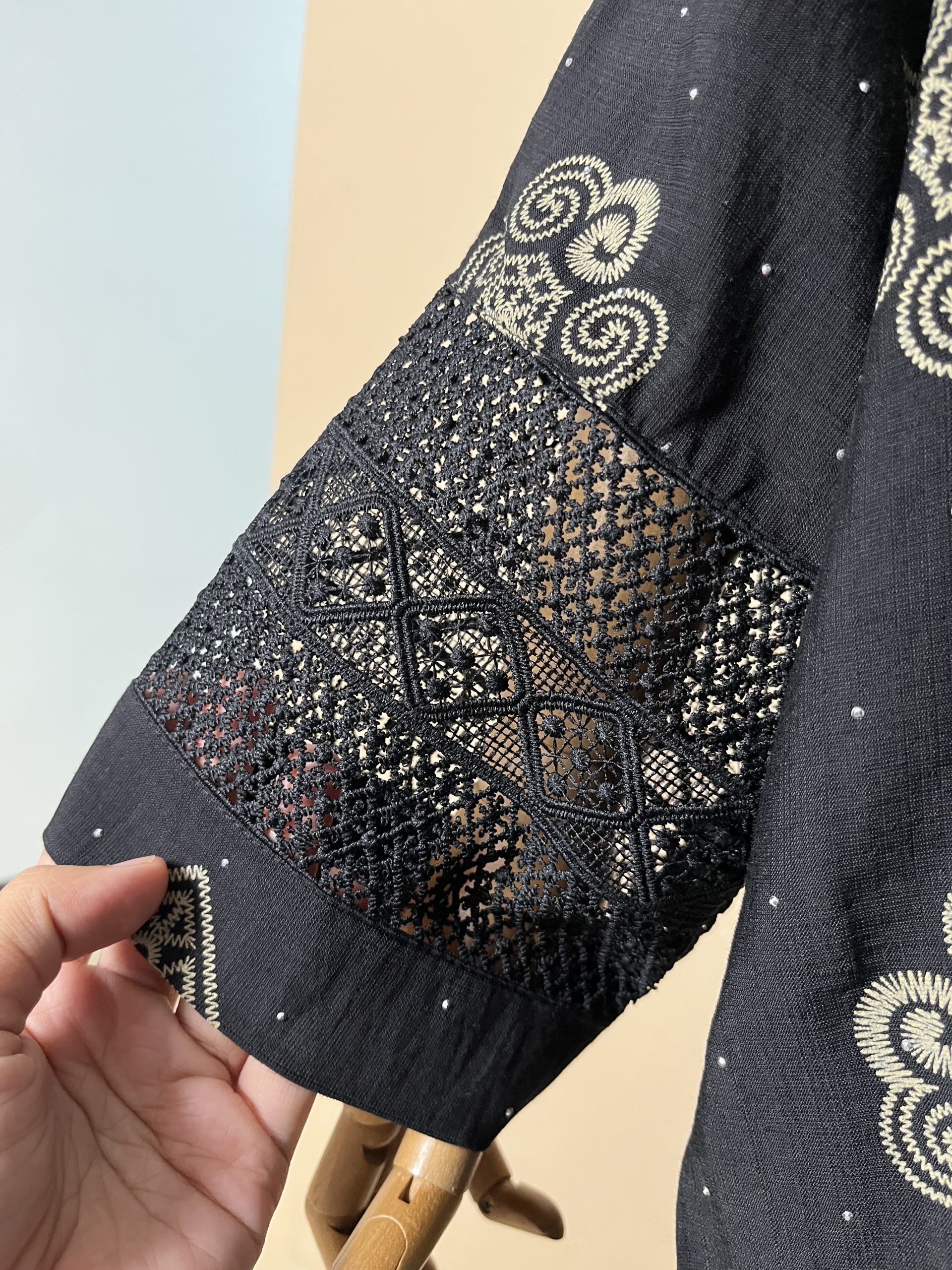 Lateefa Luxe Kaftan Dress in Black - Image 4