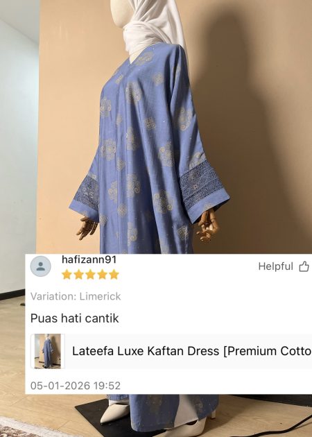 Lateefa Luxe Kaftan Dress in Yinm Blue
