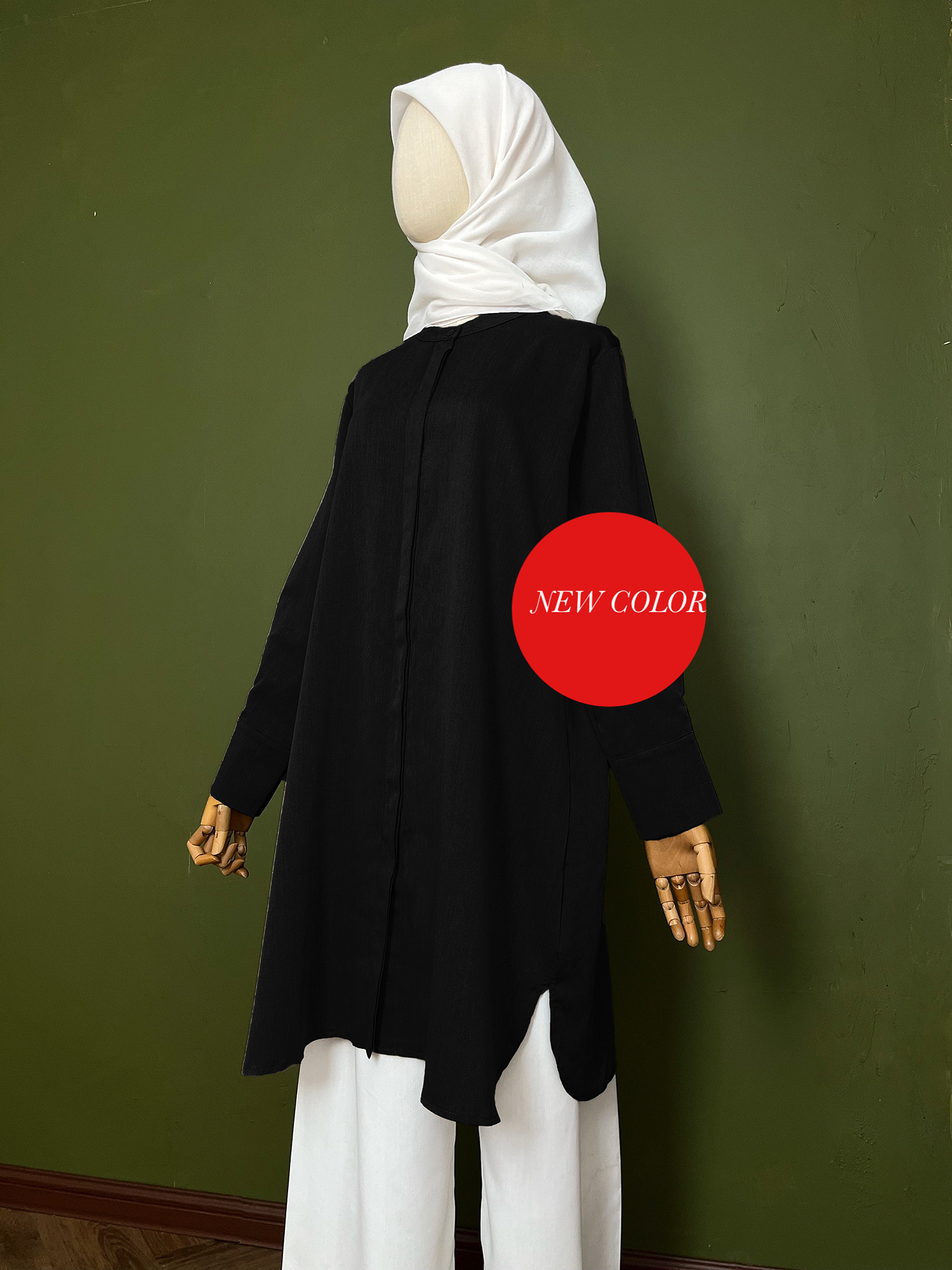 Blouse Labuh Muslimah Dania Long Tops In Black - Image 2