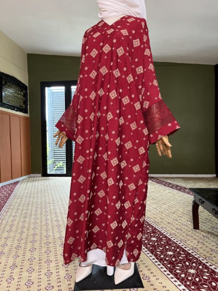 Rafeeya Luxe Kaftan Dress in Royal Maroon