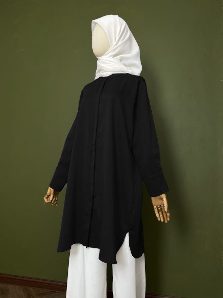 Blouse Labuh Muslimah Dania Long Tops In Black