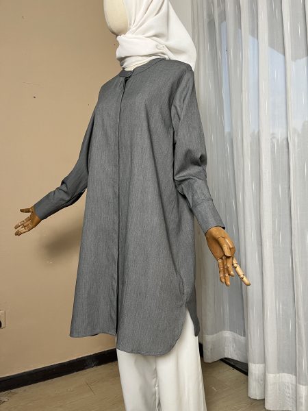 Blouse Labuh Muslimah Dania Long Tops In Dark Grey