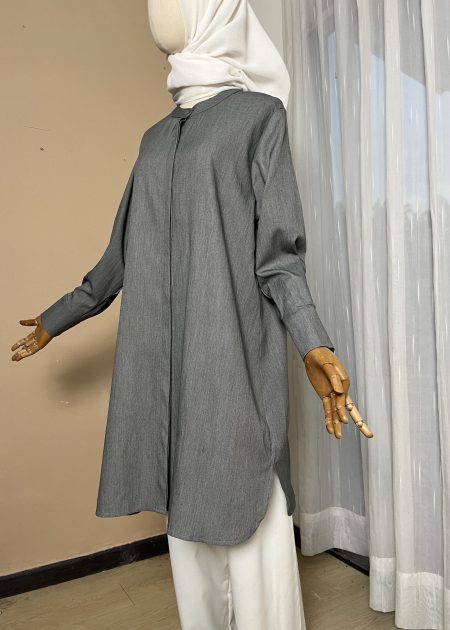 Blouse Labuh Muslimah Dania Long Tops In Light Grey