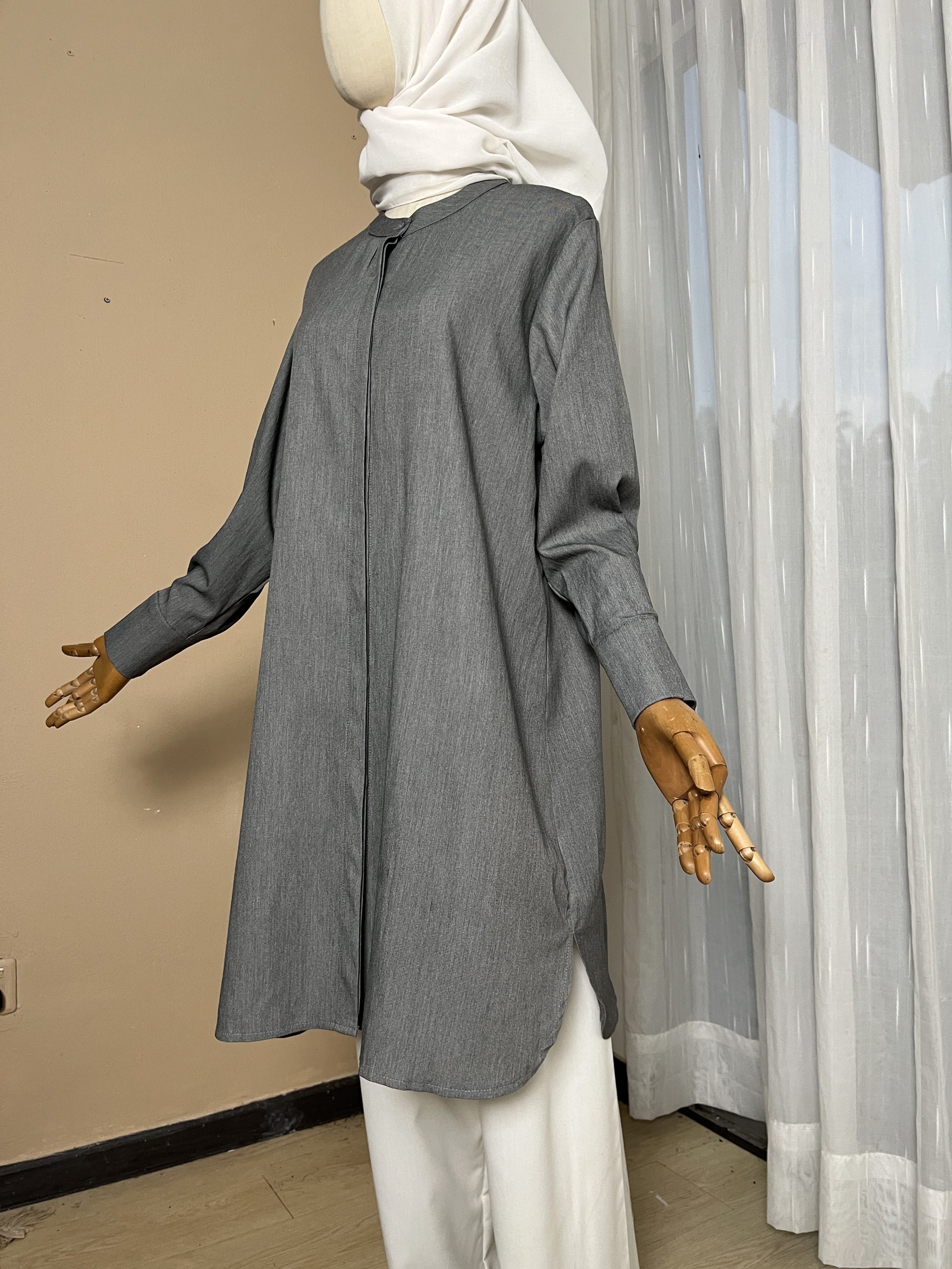 Blouse Labuh Muslimah Dania Long Tops In Dark Grey