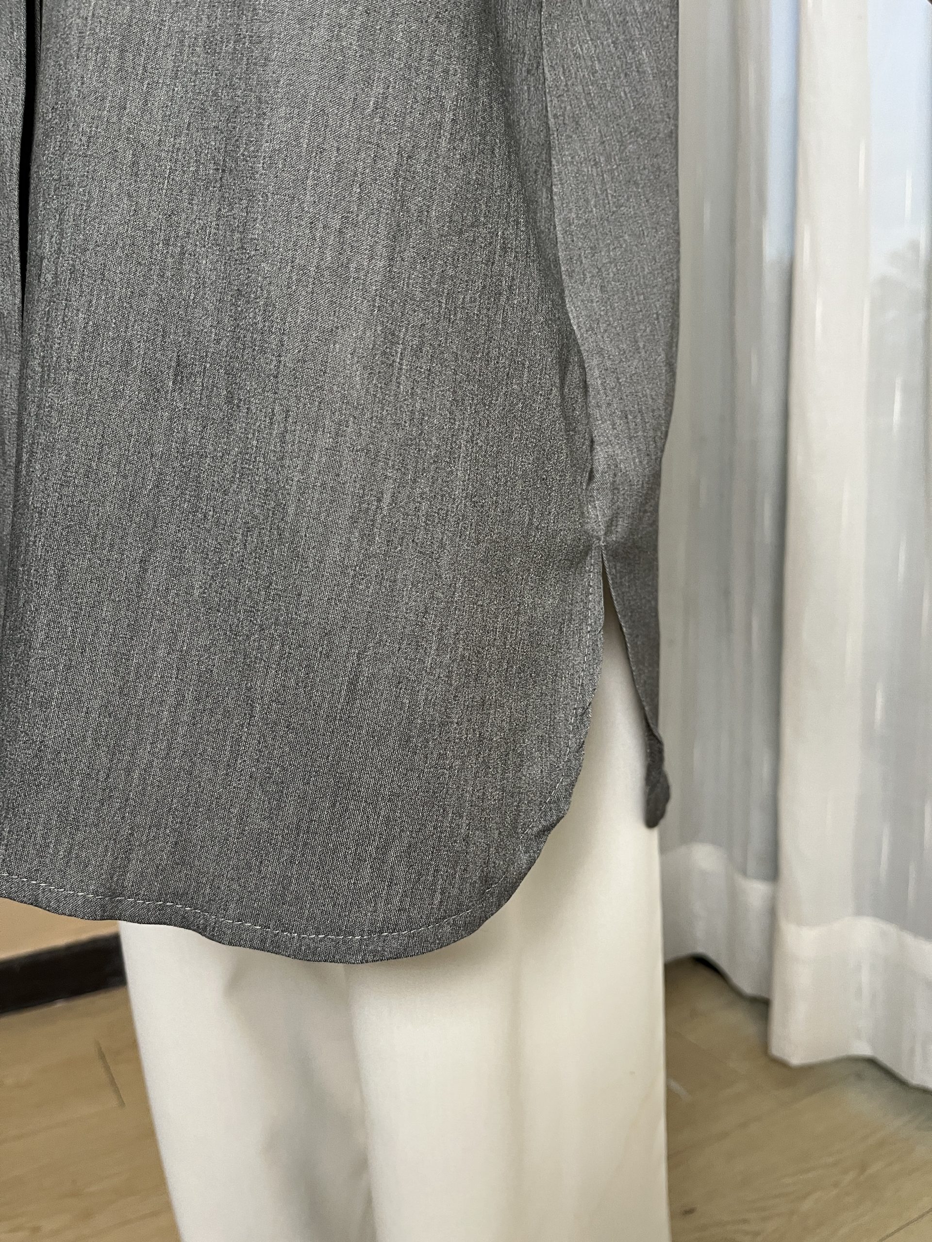 Blouse Labuh Muslimah Dania Long Tops In Dark Grey - Image 5