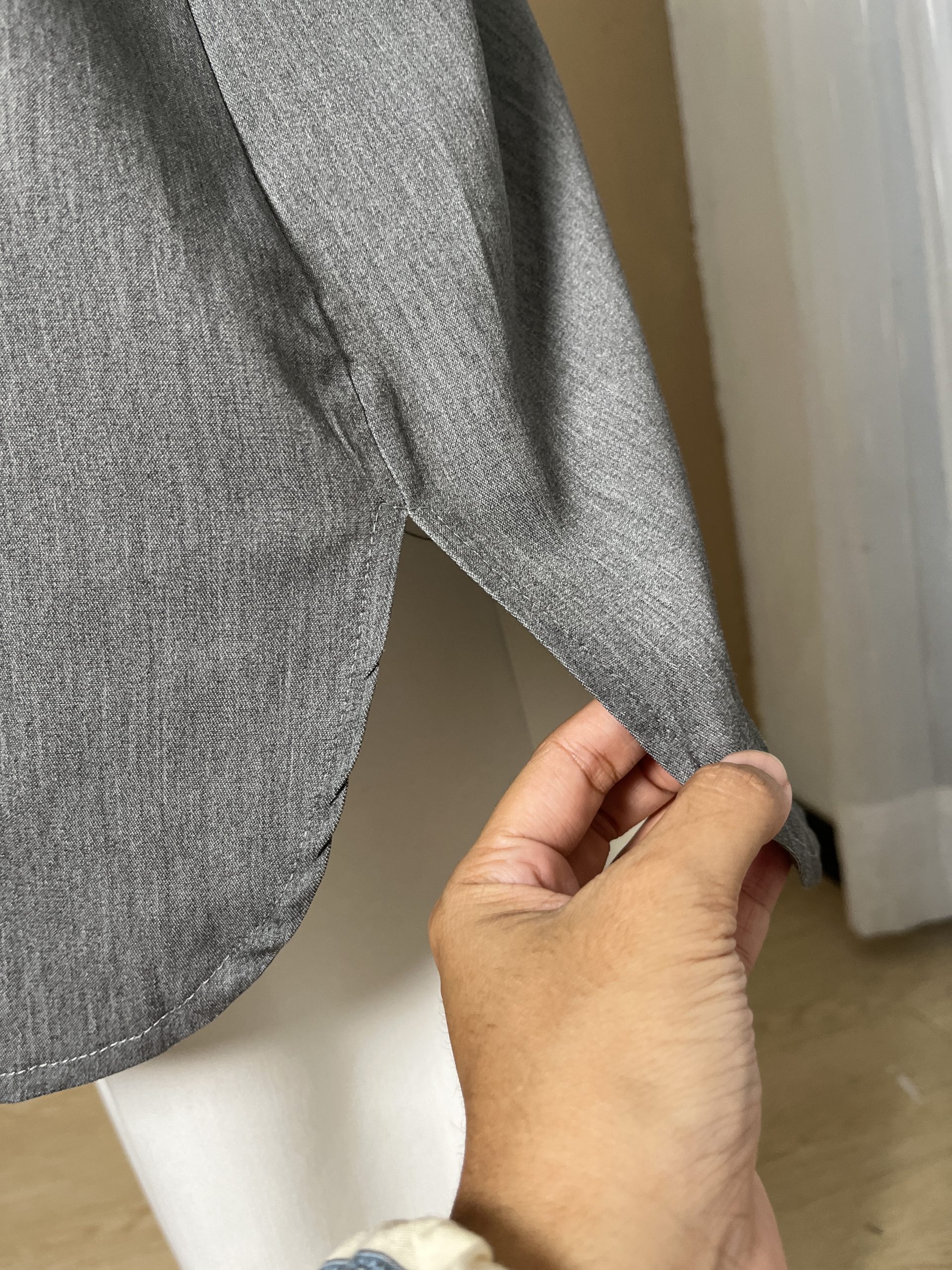 Blouse Labuh Muslimah Dania Long Tops In Dark Grey - Image 4