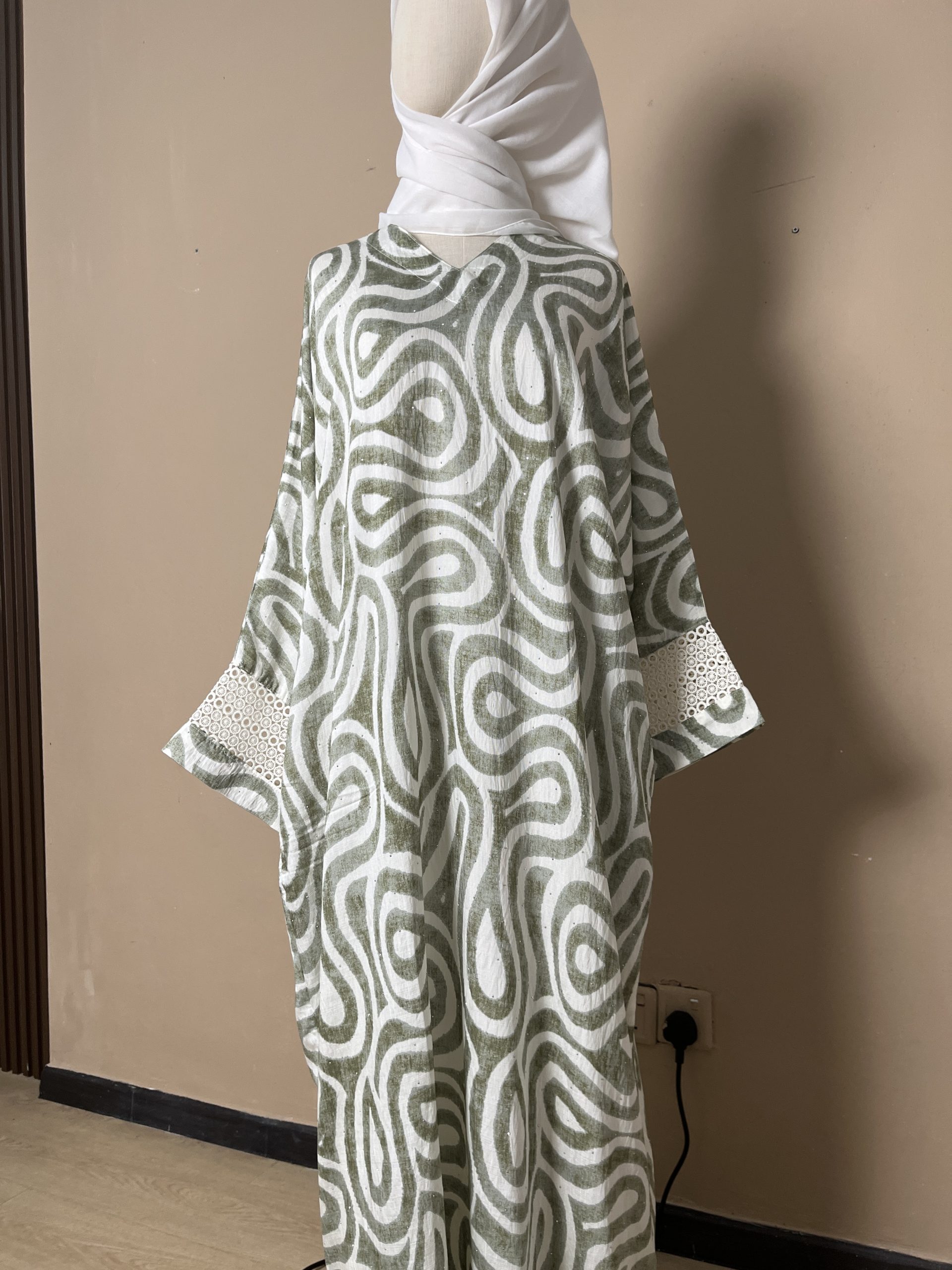 Lateefa Luxe Kaftan Dress in Seaweed - Image 3