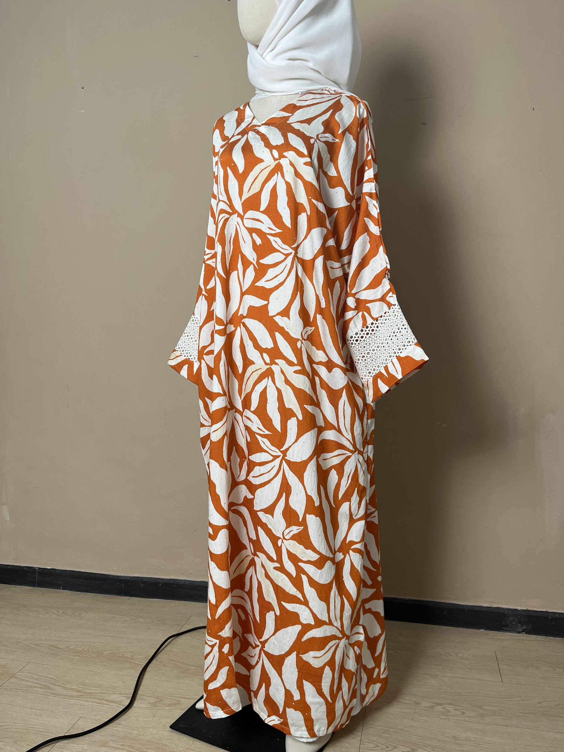 Lateefa Luxe Kaftan Dress in Tangerine - Image 2