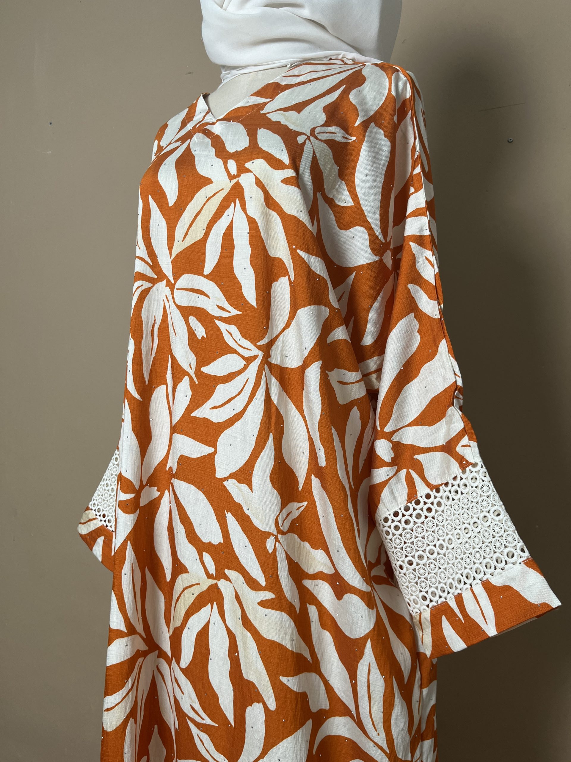 Lateefa Luxe Kaftan Dress in Tangerine - Image 5