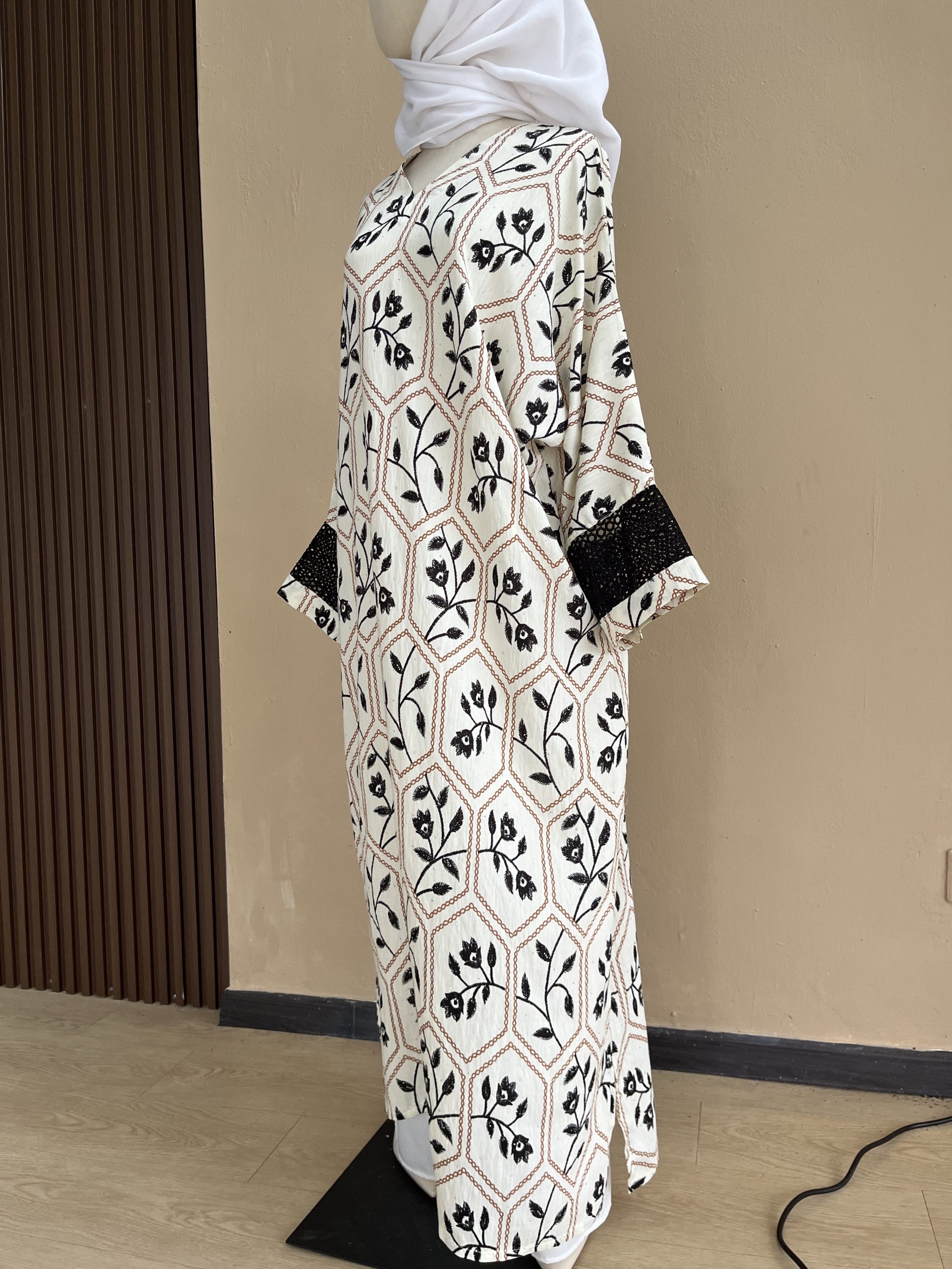 Lateefa Luxe Kaftan Dress in Black Vin - Image 3
