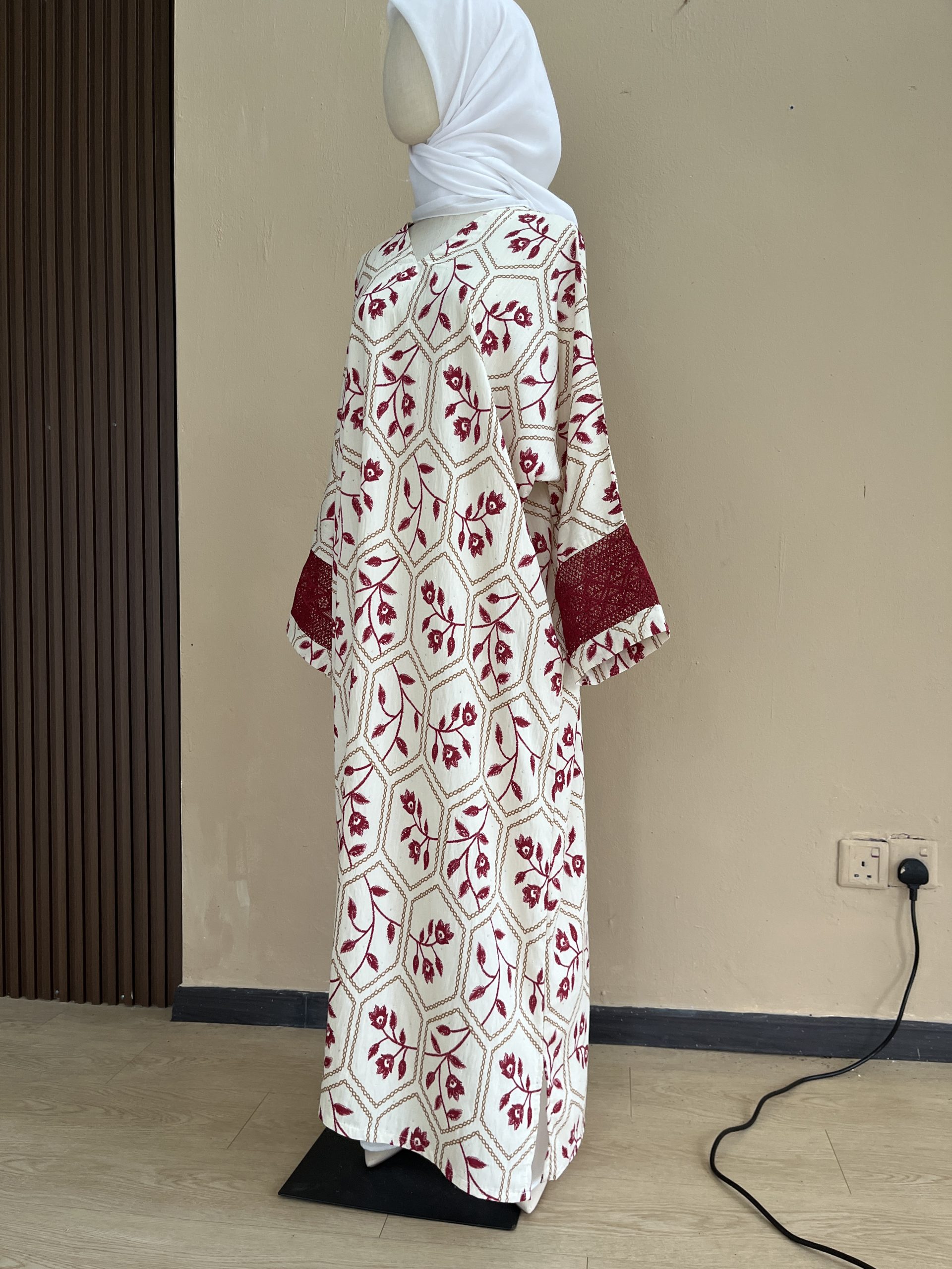 Lateefa Luxe Kaftan Dress in Maroon Vin