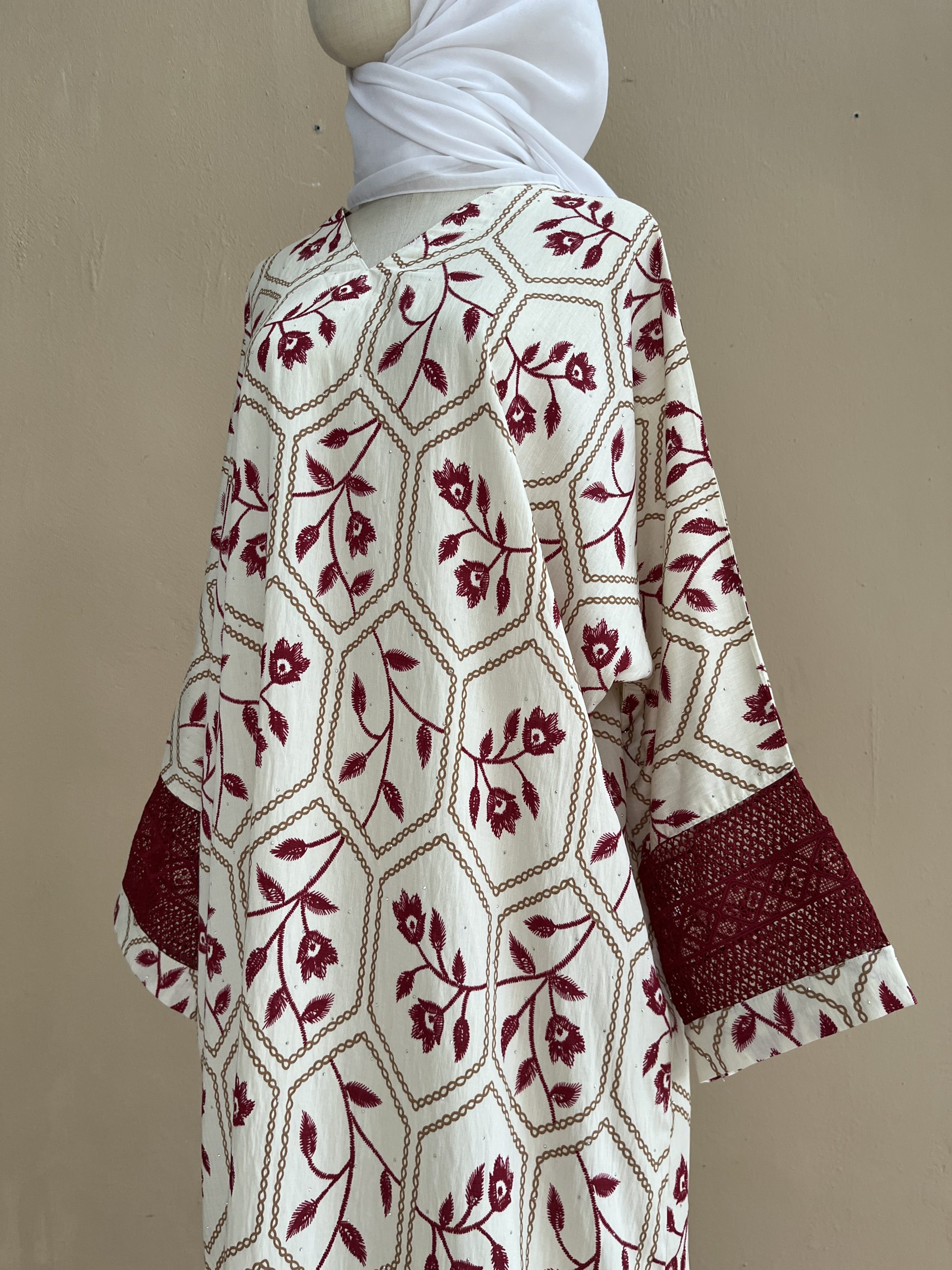 Lateefa Luxe Kaftan Dress in Maroon Vin - Image 7