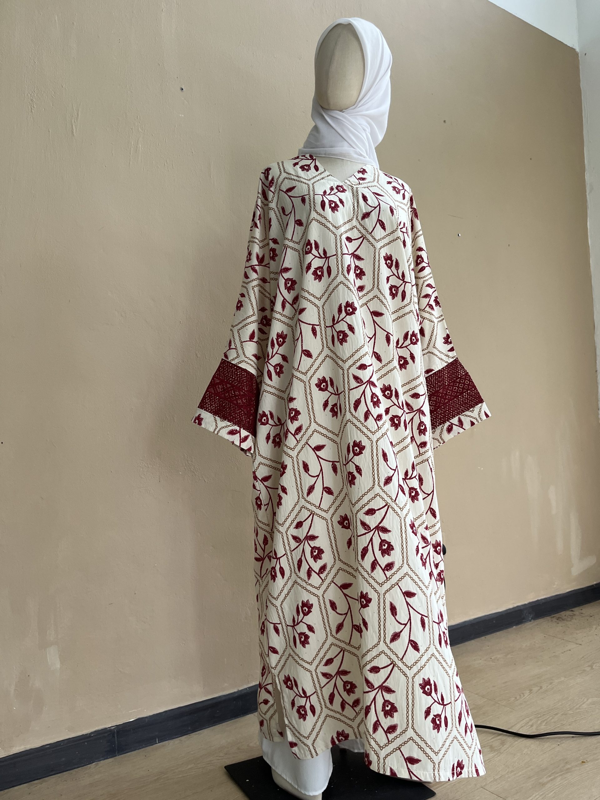 Lateefa Luxe Kaftan Dress in Maroon Vin - Image 3