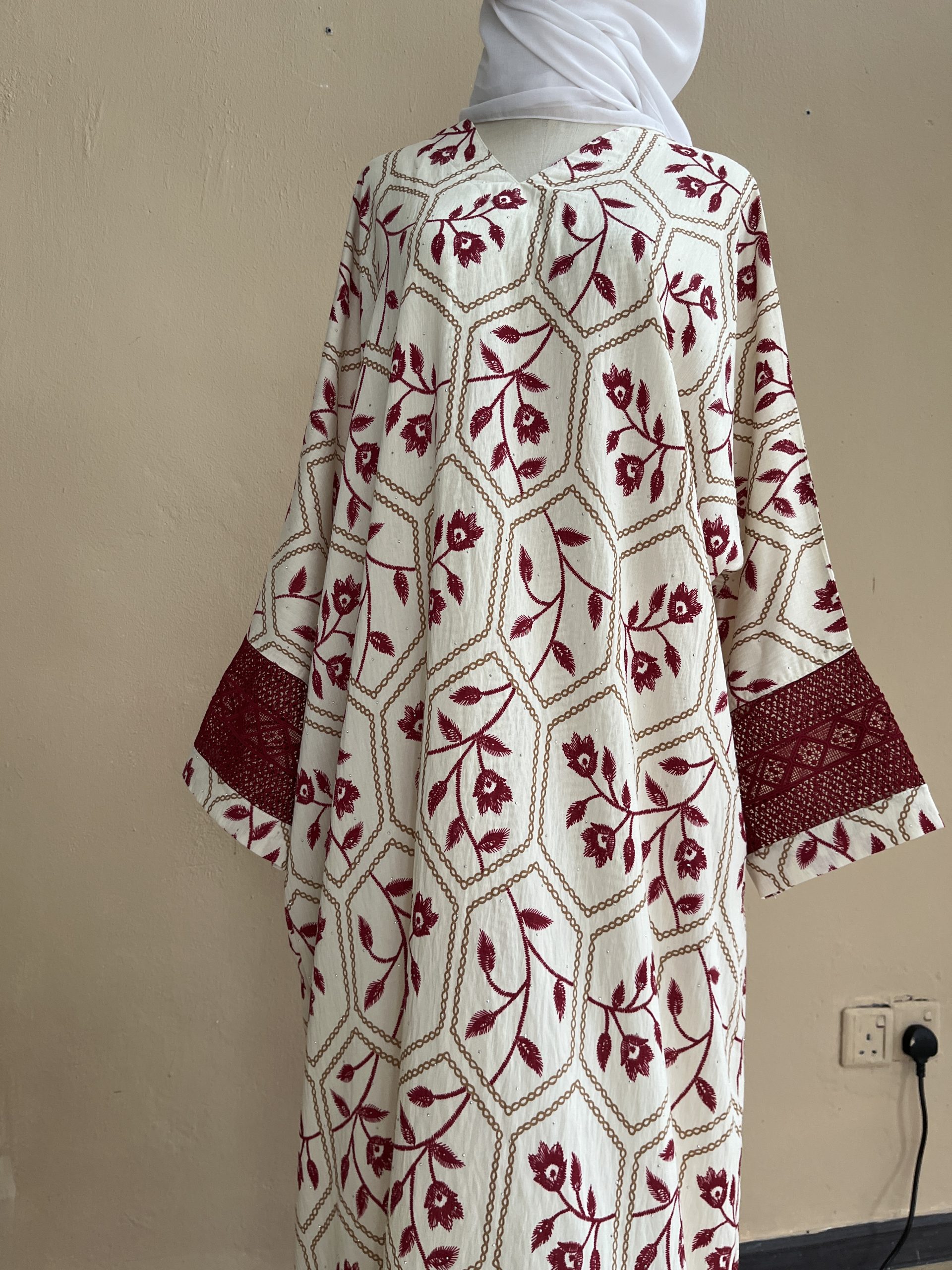 Lateefa Luxe Kaftan Dress in Maroon Vin - Image 2