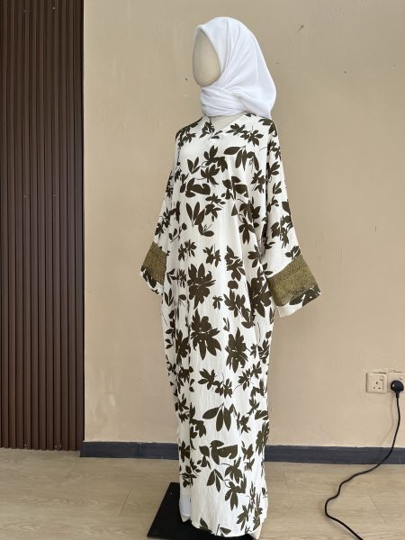 Lateefa Luxe Kaftan Dress in Seewed Leaf