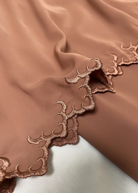 Qaseh Embroidery Kurung in Reddish Brown