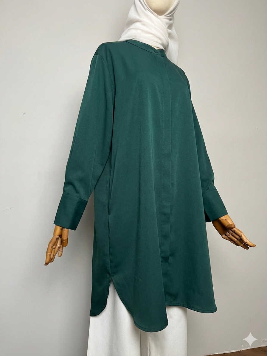 Blouse Labuh Muslimah Dania Long Tops In Emerald green - Image 2