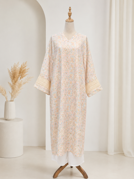 Zairra Luxe Kaftan Dress in Golden Whisper