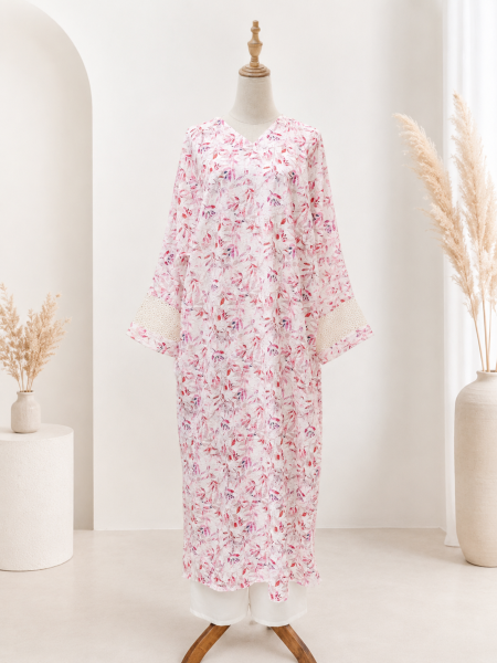 Zairra Luxe Kaftan Dress in Rosé Petals