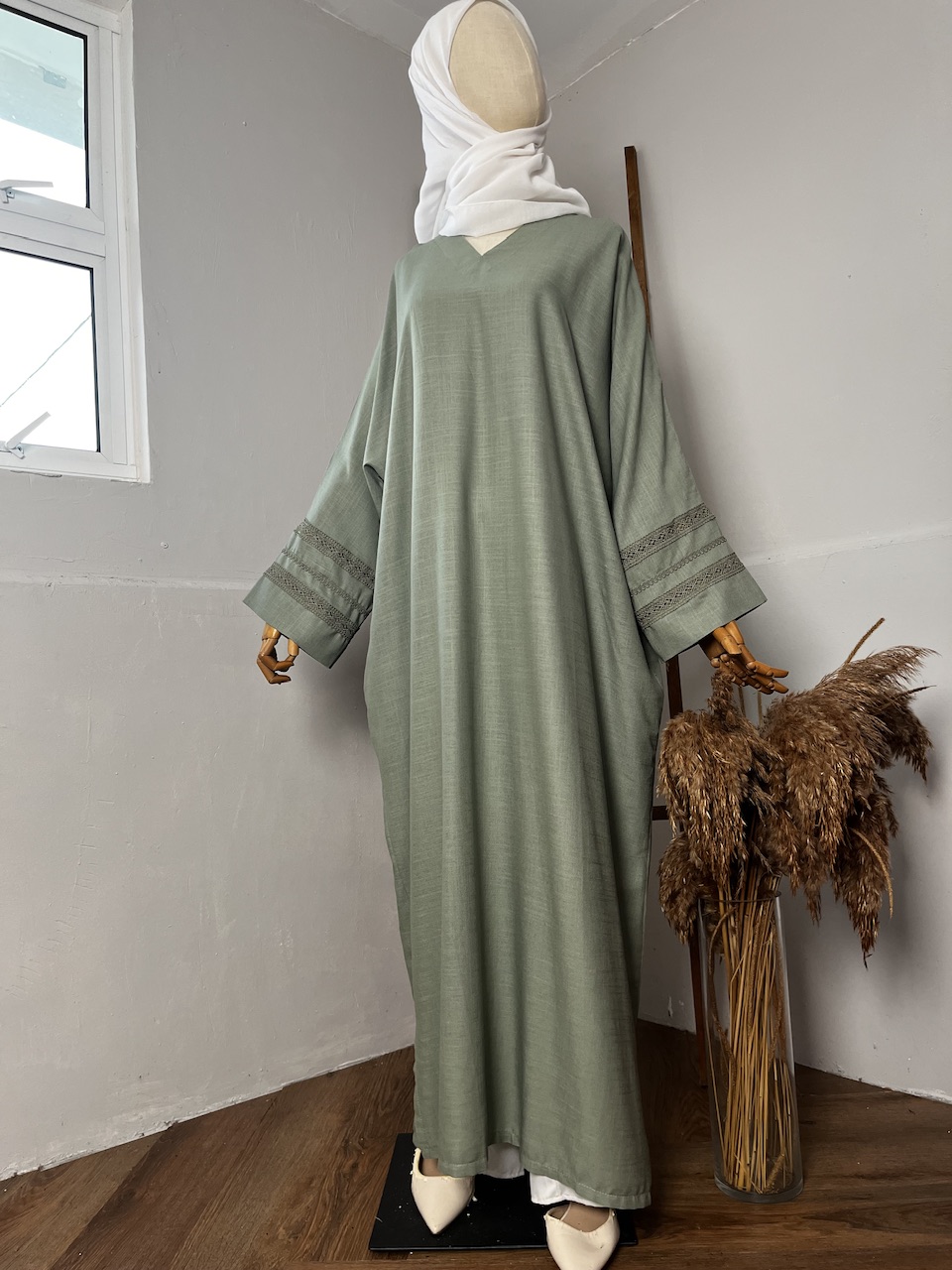 Ameera Exclusive Kaftan Luxe in Sage Green - Image 2