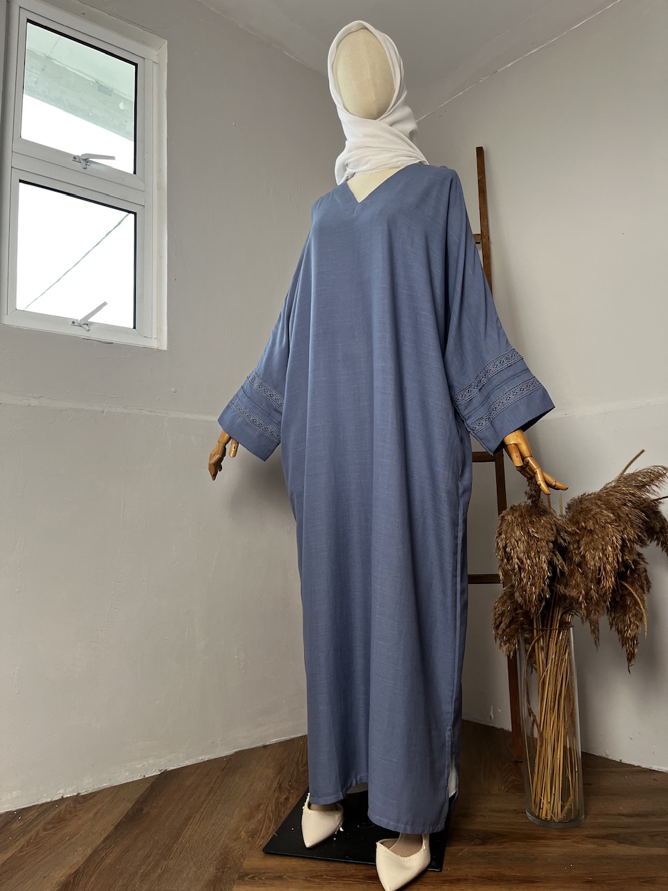 Ameera Exclusive Kaftan Luxe in Dusty Blue - Image 4